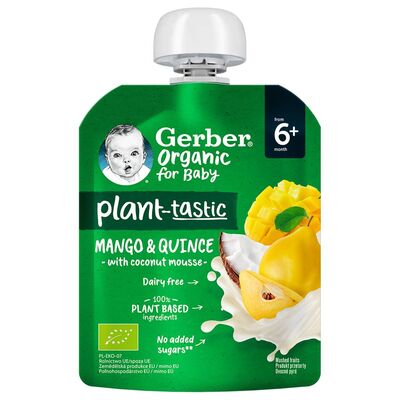 Пюре фруктовое Gerber Organic манго, айва и кокосовый мусс, 80 г