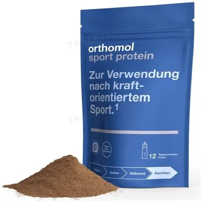 Протеїн сироватковий змішаний Orthomol Sport Protein порошок зі смаком шоколаду, курс 12 днів