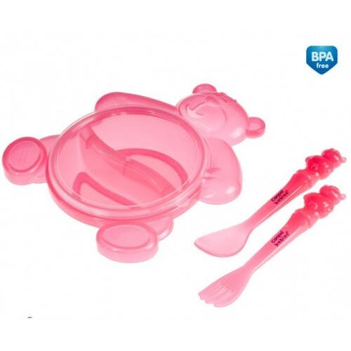 Набор для кормления Canpol babies Мишка тарелка с вилкой и ложкой, 2/422