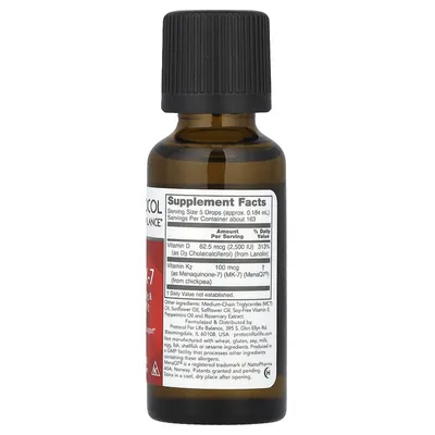 Вітамін Д3 та К-2 (MK-7) Protocol for Life Balance Liquid D3 & MK-7, 30 мл