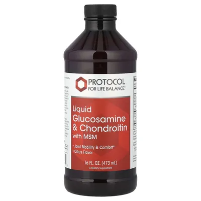 Глюкозамін та хондроїтин з МСМ Protocol for Life Balance Liquid Glucosamine & Chondroitin with MSM смак цитрус, 473 мл