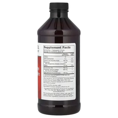 Глюкозамін та хондроїтин з МСМ Protocol for Life Balance Liquid Glucosamine & Chondroitin with MSM смак цитрус, 473 мл