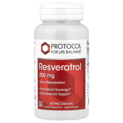 Ресвератрол Protocol for Life Balance Resveratrol 200 мг, 60 веганських капсул