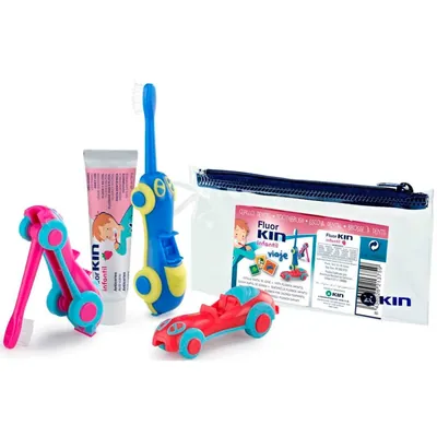 Набір для подорожей Kin Infantil Fluor дитяча зубна щітка-машинка + паста, 25 мл