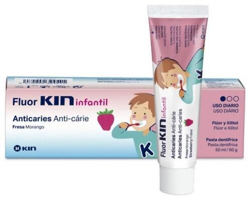 Зубная паста FluorKin Infantil детская против кариеса, клубника, 50 мл