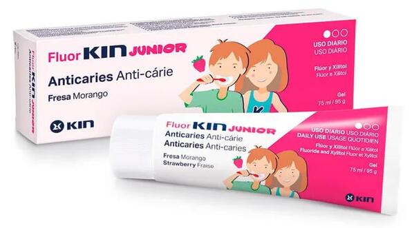 Зубной гель FluorKin Junior детский против кариеса, клубника, 6-12 лет, 75 мл
