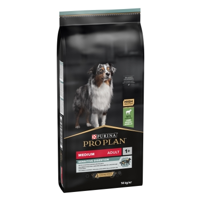 Корм сухой Purina Pro Plan Dog Medium Adult 1+ Sensitive Digestion для взрослых собак средних пород с чувствительным пищеварением, с ягненком, 14 кг
