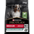 Корм сухой Purina Pro Plan Dog Medium Adult 1+ Sensitive Digestion для взрослых собак средних пород с чувствительным пищеварением, с ягненком, 3 кг
