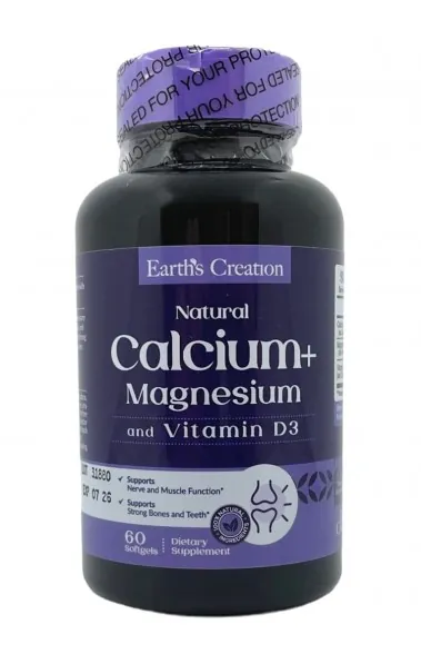 Комплекс Кальцію, Магнію та вітаміну D3 Earth's Creation Calcium, Magnesium, D3, 60 м'яких капсул