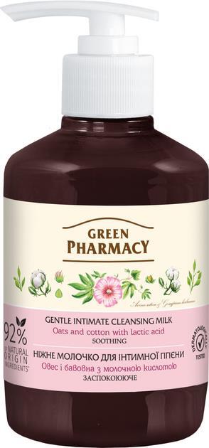 Молочко нежное для интимной гигиены Green Pharmacy Овес и хлопок успокаивающе, 370 мл
