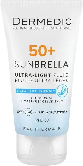 Флюїд сонцезахисний Dermedic Sunbrella для куперозної гіперреактивної шкіри, 40 мл