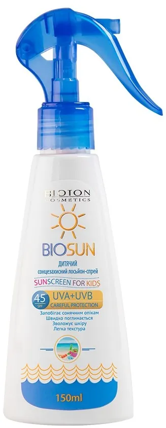 Лосьйон-спрей сонцезахисний Bioton Cosmetics BioSun SPF45 дитячий, 150 мл