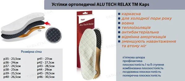 Устілки ортопедичні KAPS Alu-Tech Relax  зимові, розмір 36