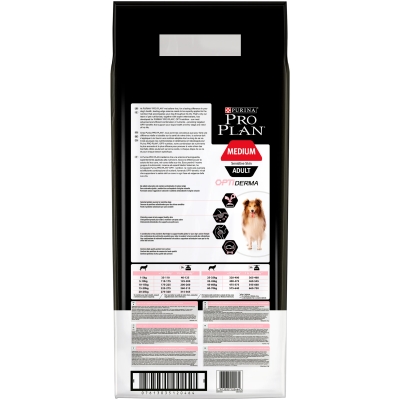 Корм сухой Purina Pro Plan Dog Medium Adult Sensitive Skin с лососем и рисом, 14 кг