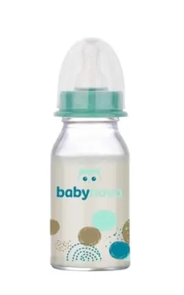 Пляшка Baby-Nova 44606-2 скляна з декором для хлопчика, 120 мл