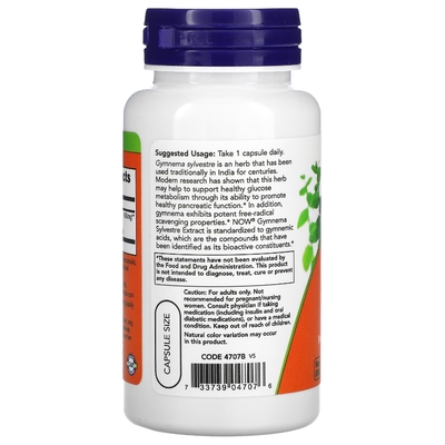 Джимнема NOW Gymnema Sylvestre 400 мг, 90 вегетарианских капсул
