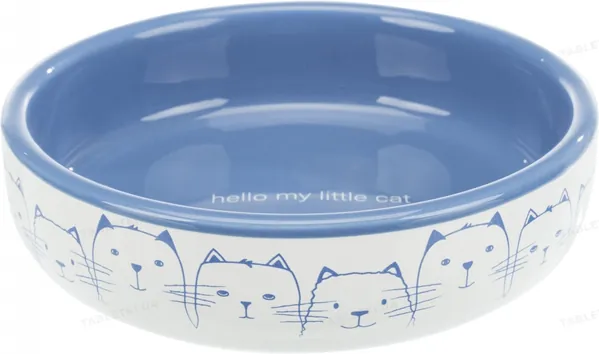 Миска для котів коротконосих порід Trixie 24770 керамічна синя/біла 0,3 л /15 см