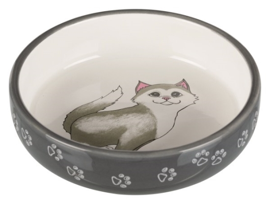 Миска для котов коротконосых пород Trixie 24784 керамическая серая 0,3 л/15 см