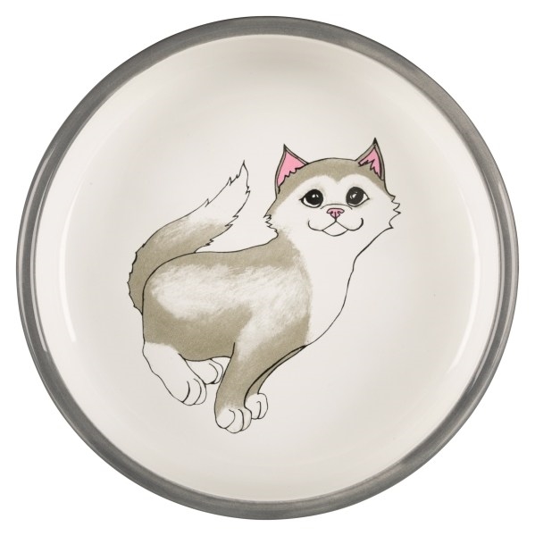 Миска для котов коротконосых пород Trixie 24784 керамическая серая 0,3 л/15 см