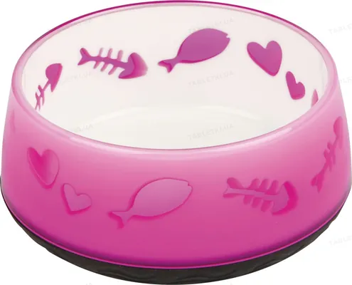 Миска для кішок Trixie 24420 Lovely Cat пластик на гумі, 0,3 л/12 см