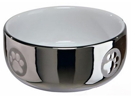 Миска для кошек Trixie 24799 керамическая серебро/белая 0,3 л/11 см