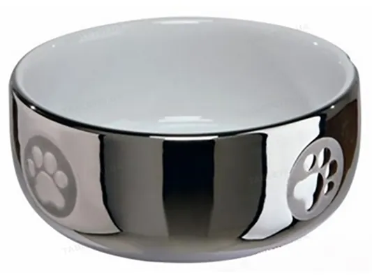 Миска для кішок Trixie 24799 керамічна срібло/біла 0,3 л/11 см