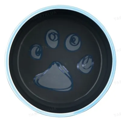 Миска для собак Trixie 24777 Jimmy керамічна на гумовій основі чорна з лапою 0,4 л/12 см