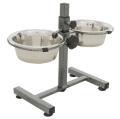Миска для собак Trixie 24920 двойная на регулируемой подставке металлическая, 15 см 2 х 0,75 л