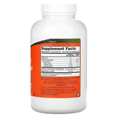 Псиллиум (шелуха семян подорожника) NOW Psyllium Husk Caps 700 мг, 360 капсул
