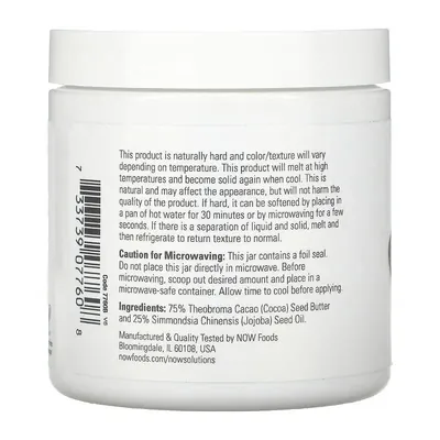 Масло какао з олією жожоба Now Solutions Cocoa Butter with Jojoba Oil, 192 мл