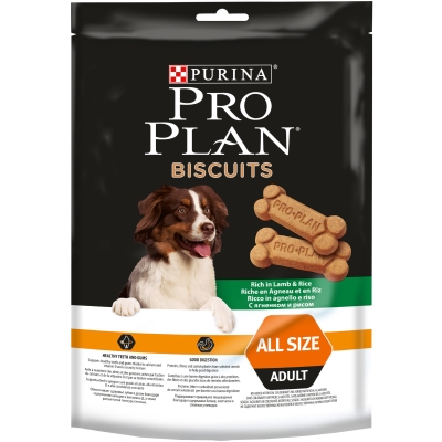Лакомство для взрослых собак Purina Pro Plan Biscuits печенье с ягненком и рисом, 400 г
