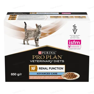 Корм вологий для дорослих кішок Purina Pro Plan Veterinary Diets NF Renal Function Advanced Care при хворобах нирок, з лососем, 10 штук по 85 г