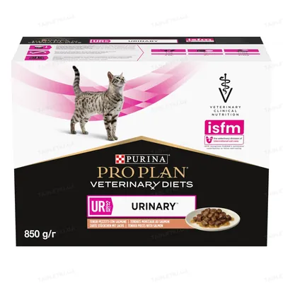 Корм вологий Purina Pro Plan Veterinary Diets UR Urinary для кішок при захворюванні сечостатевої системи, з лососем, 10 штук по 85 г