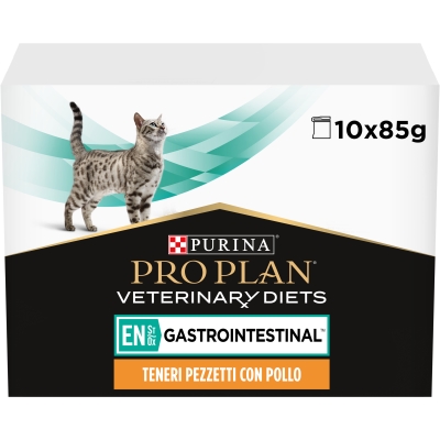 Корм влажный Purina Pro Plan Veterinary Diets EN Gastrointestinal для кошек при лечении кишечных расстройств, кусочки в подливе с курицей, 10 х 85 г