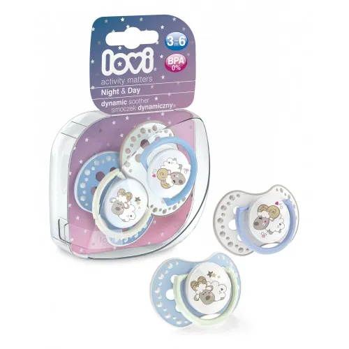 Пустушка силіконова Lovi Night & Day динамічна, 22/810boy, 3-6 місяців, 2 шт
