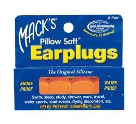 Беруші вкладки вушні MACK`S Pillow Soft Silicone Earplugs 6 силіконові помаранчеві, 2 пари