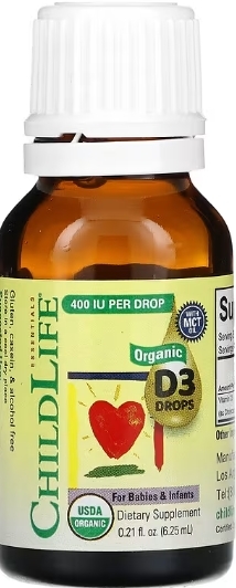 Вітамін Д3 ChildLife Organic Vitamin D3 Drops зі смаком ягід краплі, 6,25 мл