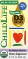 Вітамін Д3 ChildLife Organic Vitamin D3 Drops зі смаком ягід краплі, 6,25 мл