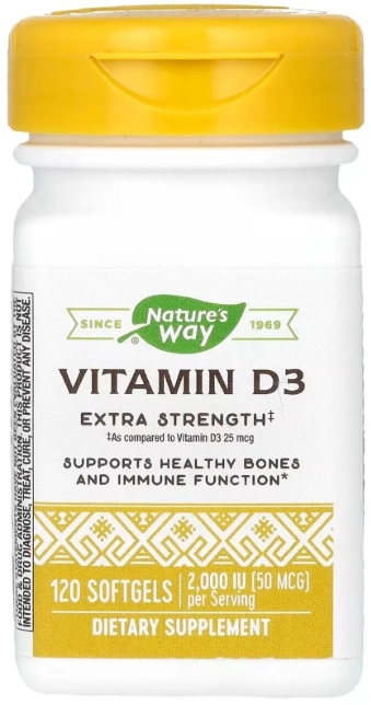 Витамин Д3 Nature's Way Vitamin D3 Extra Strength, 120 мягких капсул