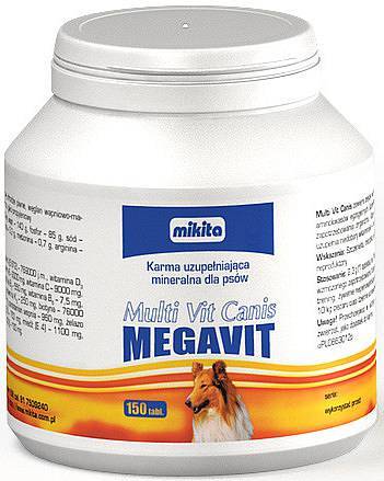 Витамины Mikita Мульти-Вит Канис Мегавит для собак, 150 таблеток