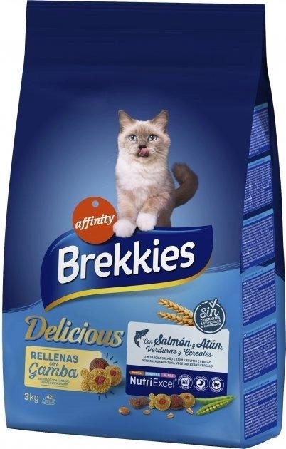 Корм сухой Brekkies Cat Delice Fish для взрослых кошек с рыбой, 3 кг
