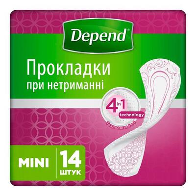 Прокладки урологические Depend Mini, 14 штук