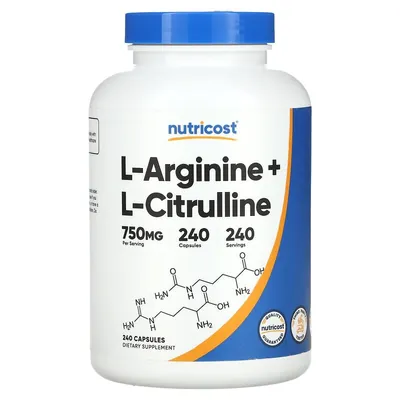 L-аргінін і L-цитрулін Nutricost L-Arginine L-Citrulline, 240 капсул