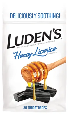 Luden's льодяники з ментолом, анестезуючі для горла та порожнини рота, зі смаком меду та лакриці №30