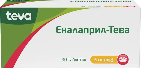 Еналаприл-Тева таблетки по 5 мг №90 (10х9)