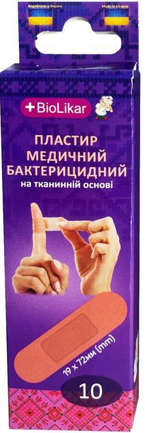 Пластырь бактерицидный Biolikar на тканевой основе 1,9 см х 7,2 см, 10 штук