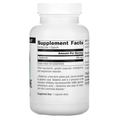 Глутамін Source Naturals L-Glutamine 500 мг, 100 капсул