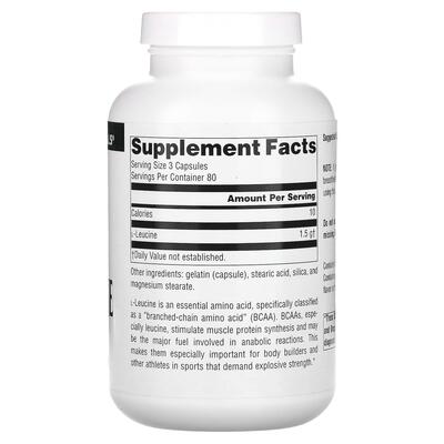 Лейцин Source Naturals L-Leucine 500 мг, 240 капсул