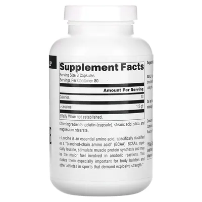 Лейцин Source Naturals L-Leucine 500 мг, 240 капсул