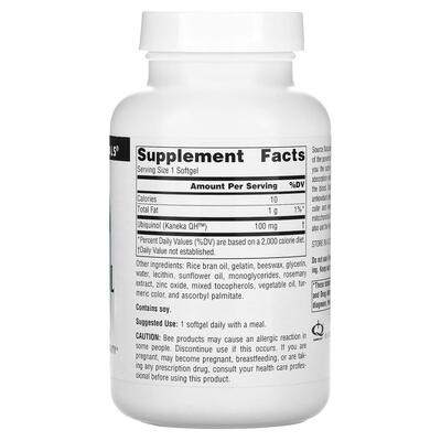 Убіхінол Source Naturals CoQH Ubiquinol 100 мг, 90 капсул